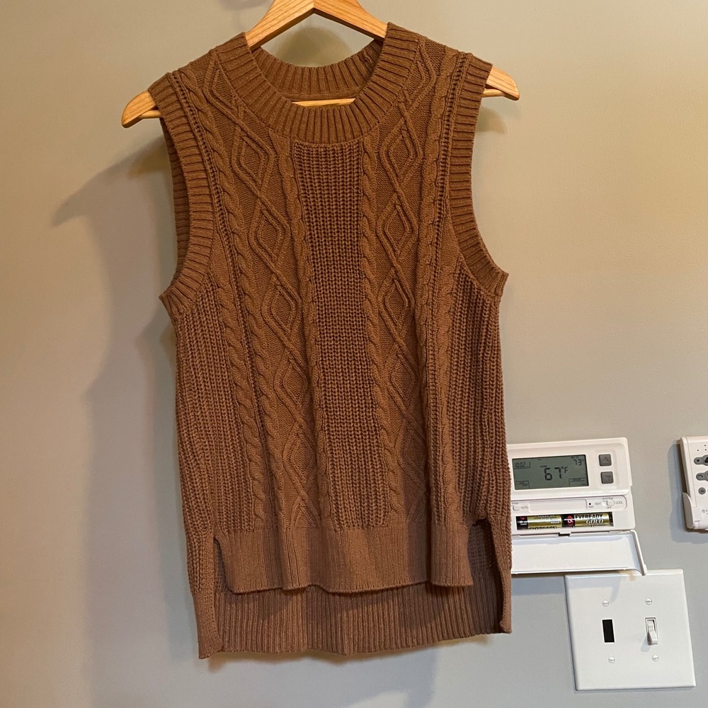 Joie Cable Knit Sweater Vest‎ Sleeveless Pullover Casual Layering Sz L Normacore